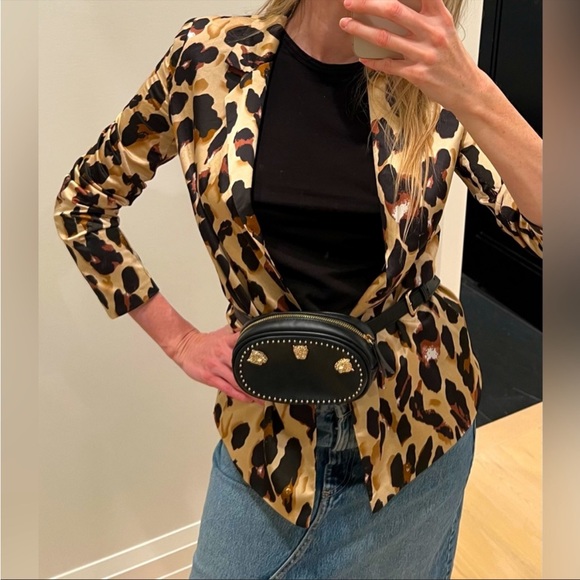 Satin leopard print blazer - Picture 3 of 7